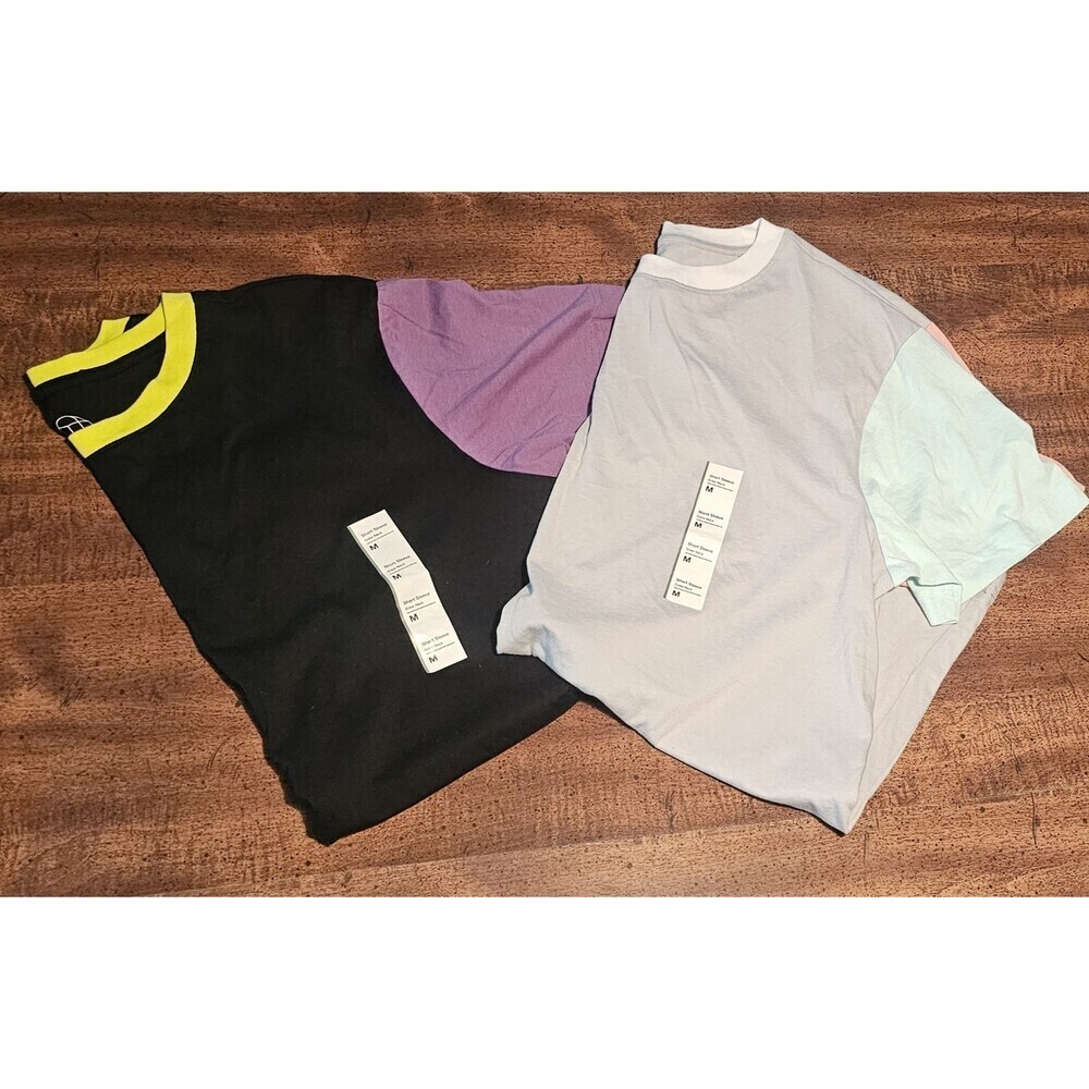 Adult Colorblock Short Sleeve Crewneck 2-Shirts Original Use Multicolor Size M